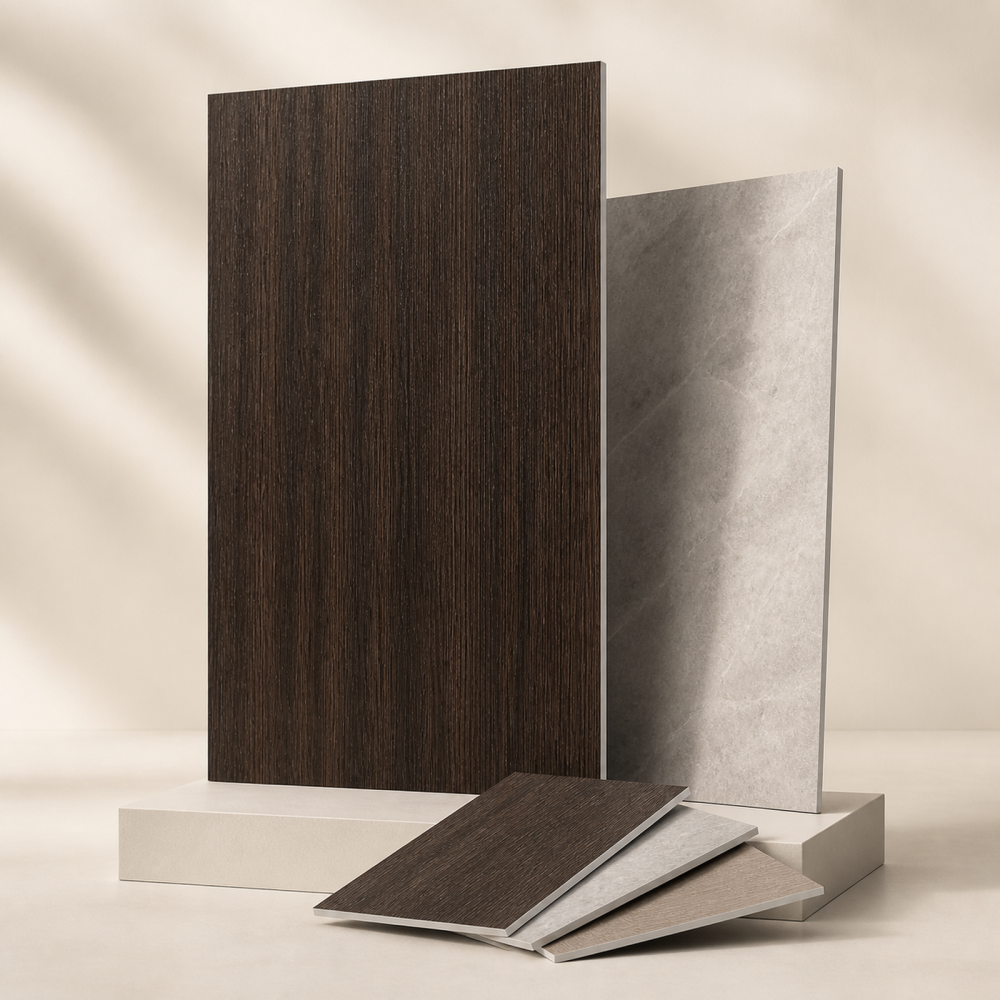 Custom PVC Polymer Sheet with Wood and Stone Finishes